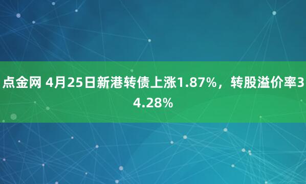 点金网 4月25日新港转债上涨1.87%,转股溢价率34.28%