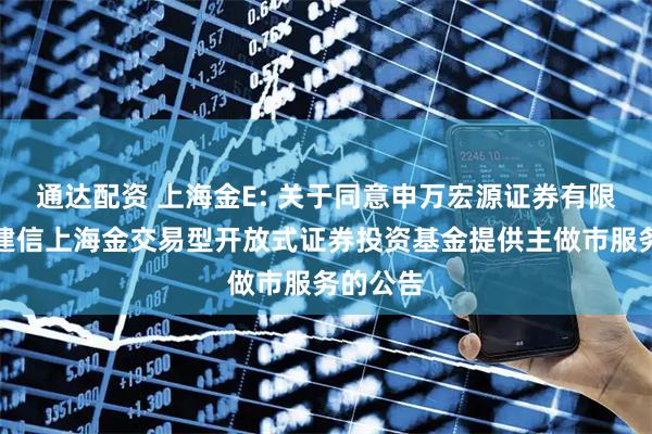 通达配资 上海金E: 关于同意申万宏源证券有限公司为建信上海金交易型开放式证券投资基金提供主做市服务的公告