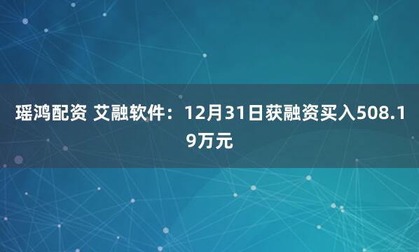瑶鸿配资 艾融软件：12月31日获融资买入508.19万元